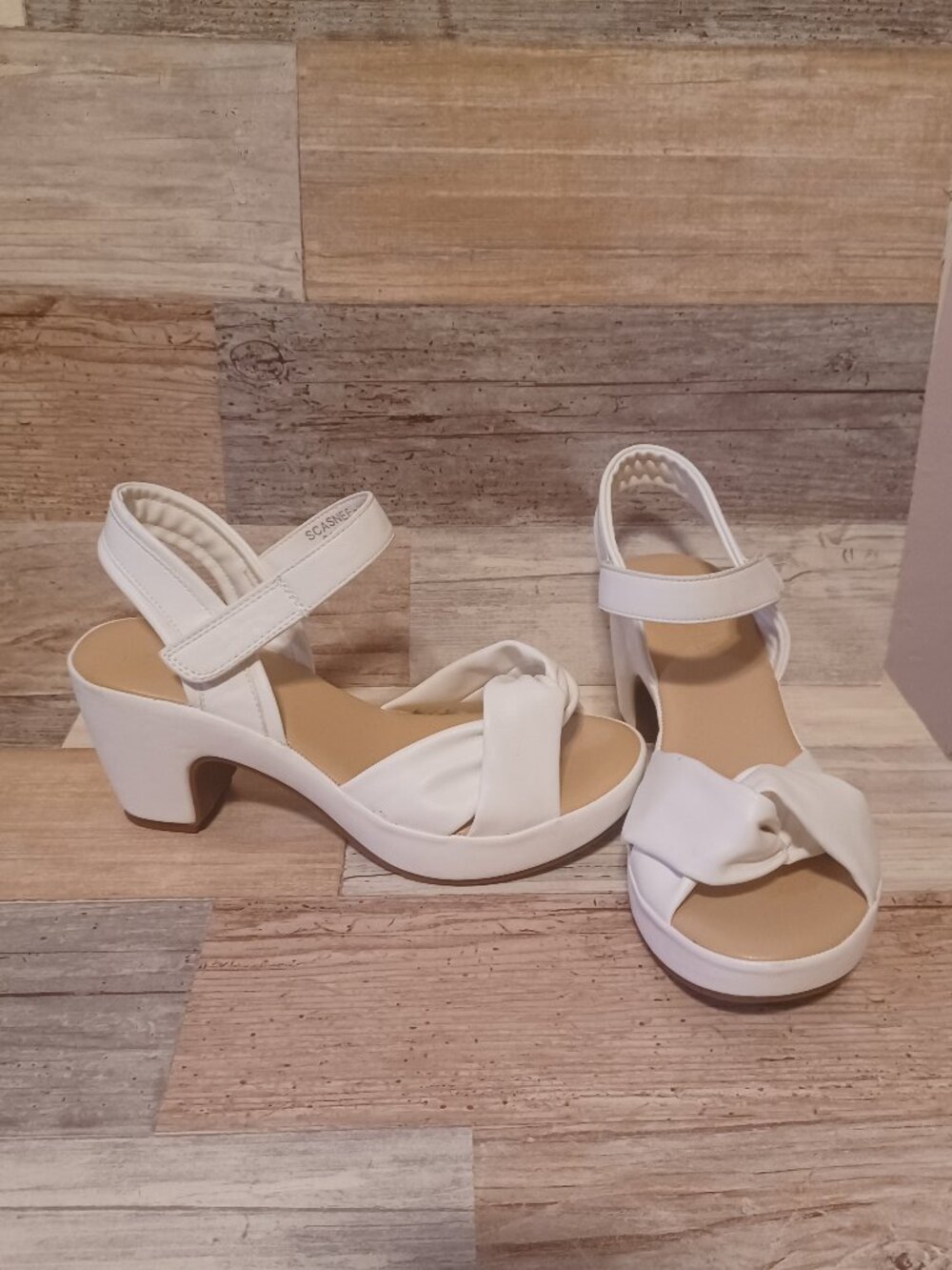 Patrizia White Sling Back Heeled Sandals Size 36 / US 5.5